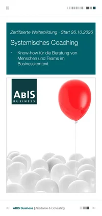 Titelseite des Flyers zur SG-zertifizierten Coaching-Ausbildung der ABIS Akademie Leipzig